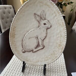 Rustic Cream Rabbit Plate